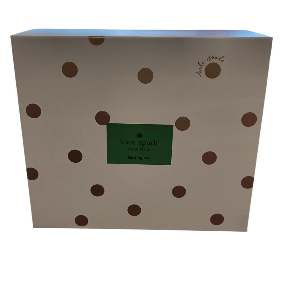 NWT Kate Spade Polka Gold Dot Nesting Box - Cream & Gold